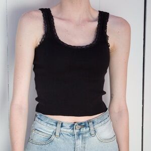 Black Lace Tank Top, Brandy Melville, Size S